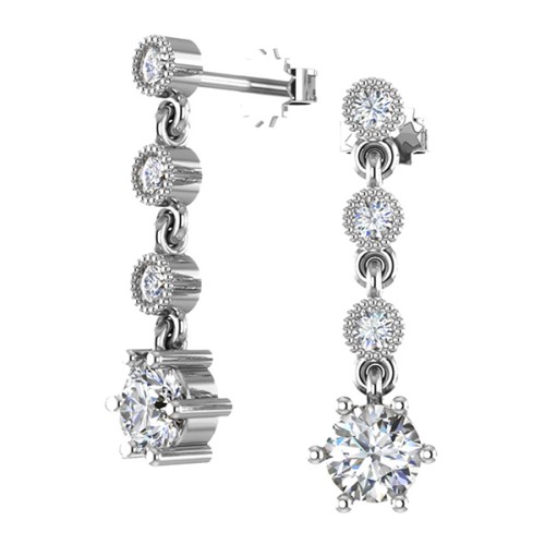 Серебряные cерьги пусеты (гвоздики) с фианитом