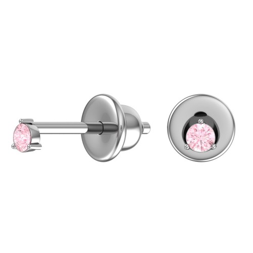 Серебряные cерьги пусеты (гвоздики) с фианитом