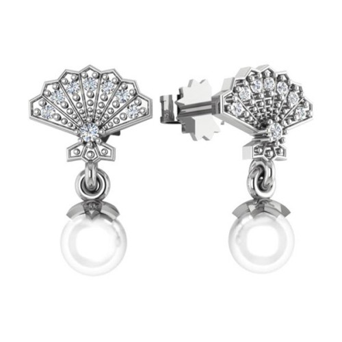 Серебряные cерьги пусеты (гвоздики) с жемчугом