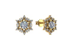 Серебряные cерьги пусеты (гвоздики) с позолотой с фианитом