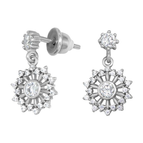 Серебряные cерьги пусеты (гвоздики) с фианитом