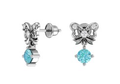 Серебряные cерьги пусеты (гвоздики) с фианитом