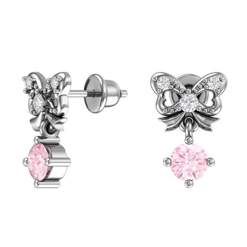 Серебряные cерьги пусеты (гвоздики) с фианитом