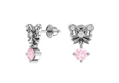 Серебряные cерьги пусеты (гвоздики) с фианитом