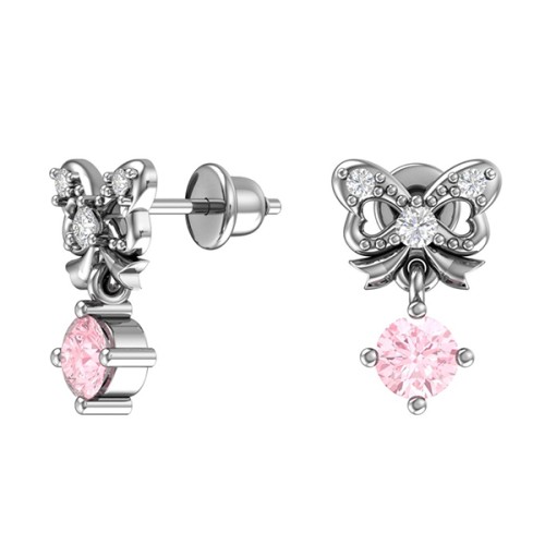 Серебряные cерьги пусеты (гвоздики) с фианитом