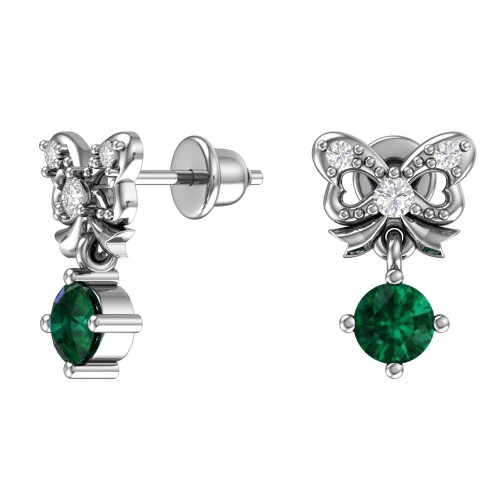 Серебряные cерьги пусеты (гвоздики) с кварцем