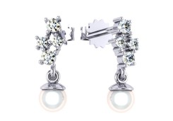 Серебряные cерьги пусеты (гвоздики) с жемчугом