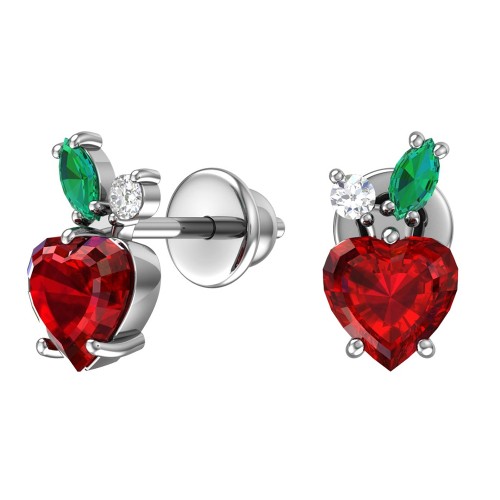 Серебряные cерьги пусеты (гвоздики) с кварцем