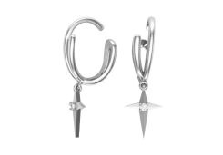 Серебряные cерьги пусеты (гвоздики) с фианитом