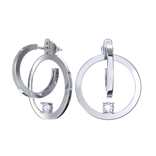 Серебряные cерьги пусеты (гвоздики) с фианитом