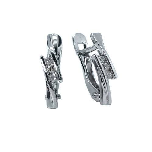 Серьги классические из белого золота с бриллиантом