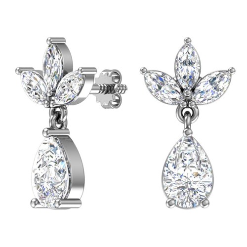 Серебряные cерьги пусеты (гвоздики) с фианитом