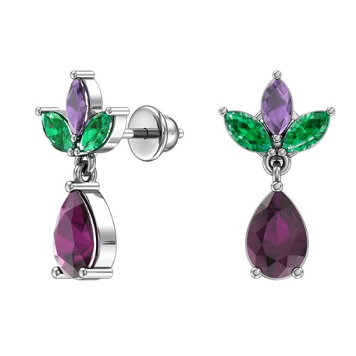 Серебряные cерьги пусеты (гвоздики) с кварцем