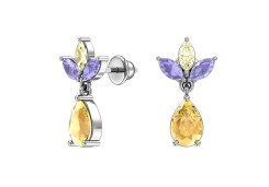 Серебряные cерьги пусеты (гвоздики) с кварцем