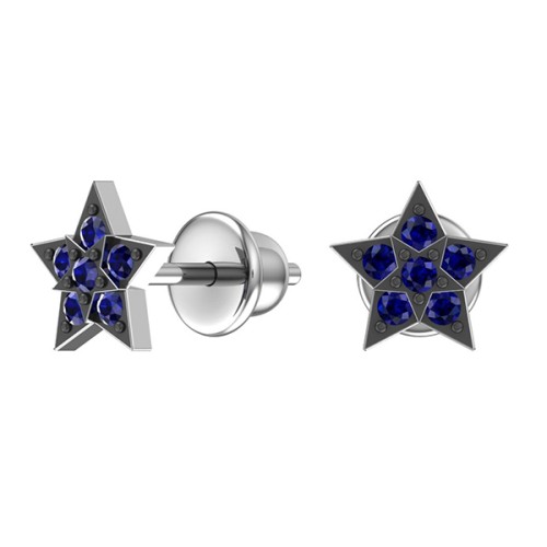 Серебряные cерьги пусеты (гвоздики) с фианитом