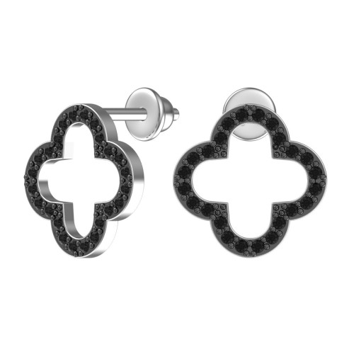 Серебряные cерьги пусеты (гвоздики) с фианитом