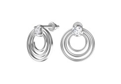 Серебряные cерьги пусеты (гвоздики) с фианитом