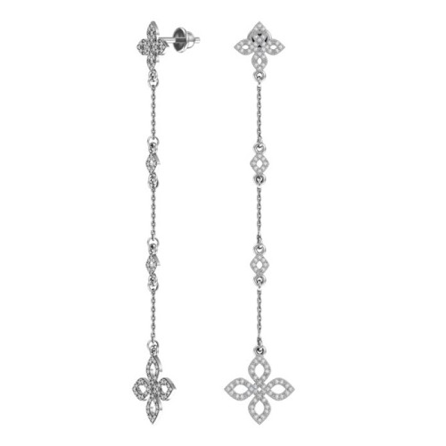 Серебряные cерьги пусеты (гвоздики) с фианитом