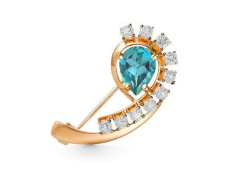 Брошь из золота с топазом