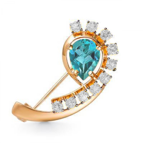 Брошь из золота с топазом