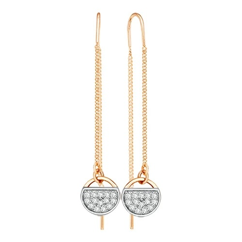 Золотые cерьги классические с фианитом