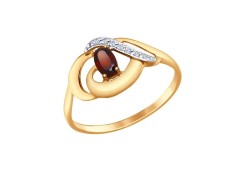Кольцо из красного золота 585 пробы с гранатом