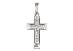 Крест из белого золота с эмалью