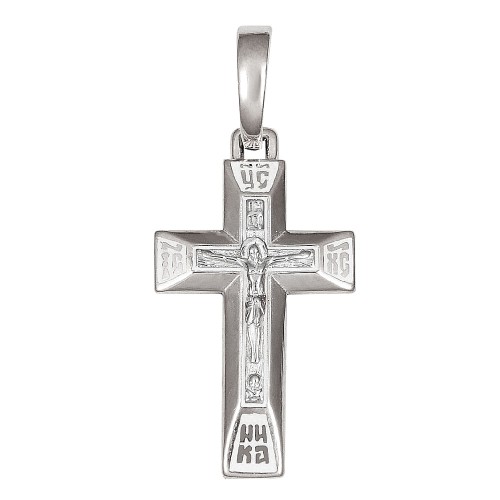 Крест из белого золота с эмалью