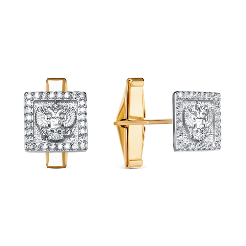 Запонки из золота с фианитом