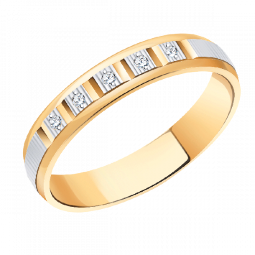 Золотое обручальное кольцо с фианитом