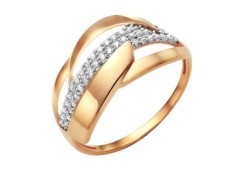 Кольцо из красного золота 585 пробы с фианитом