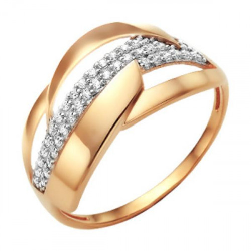 Кольцо из красного золота 585 пробы с фианитом