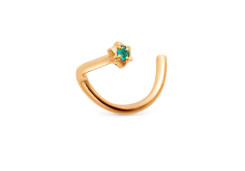 Серьга д/пирсинга из золота с изумрудом