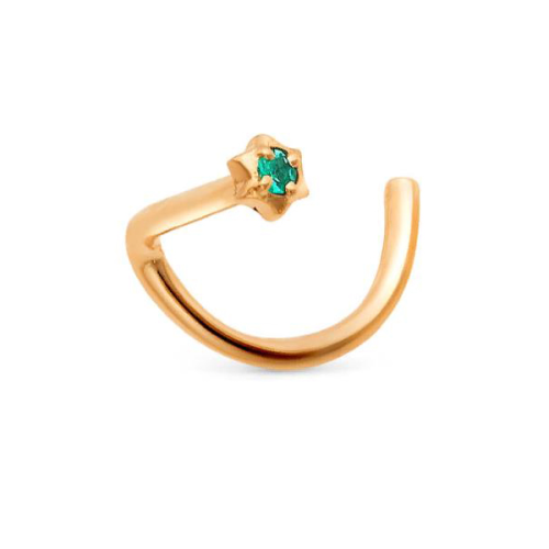 Серьга д/пирсинга из золота с изумрудом