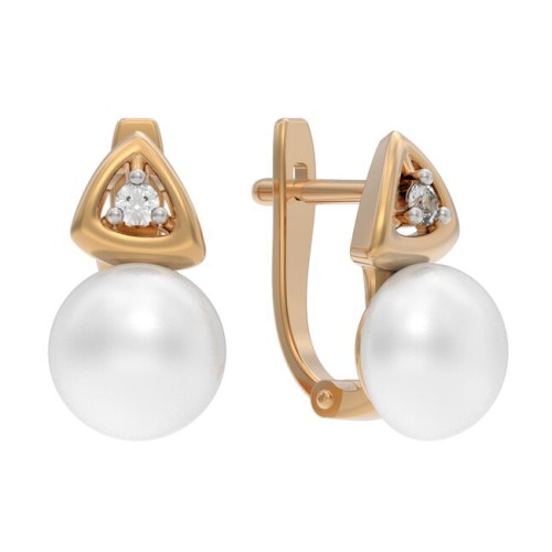 Золотые cерьги классические с жемчугом