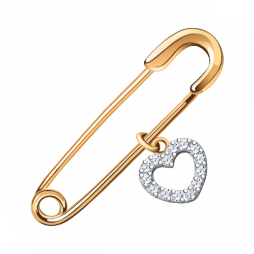 Булавка из золота с фианитом