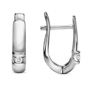 Серьги из белого золота с бриллиантом