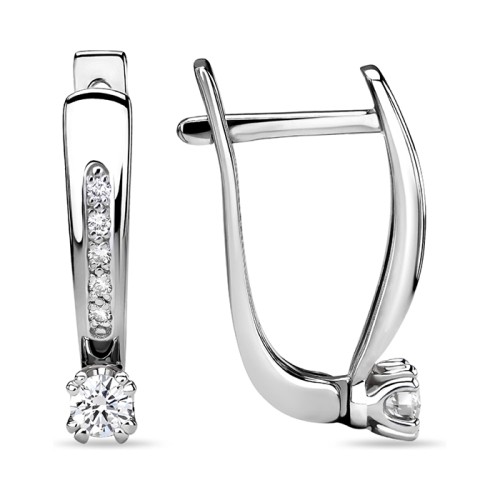 Серьги из белого золота с бриллиантом