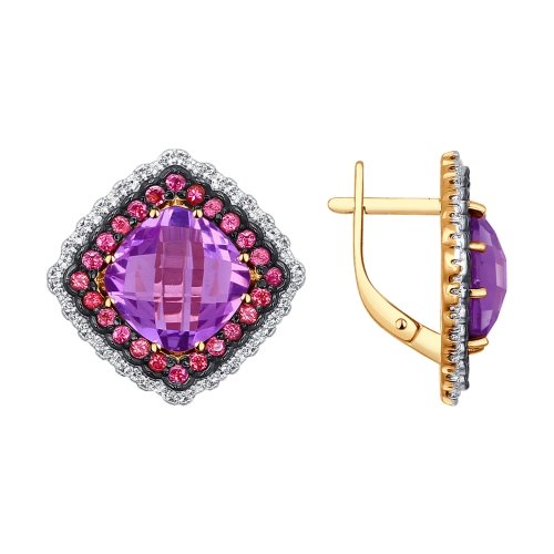 Золотые cерьги с аметистом
