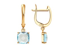 Золотые cерьги висячие с топазом