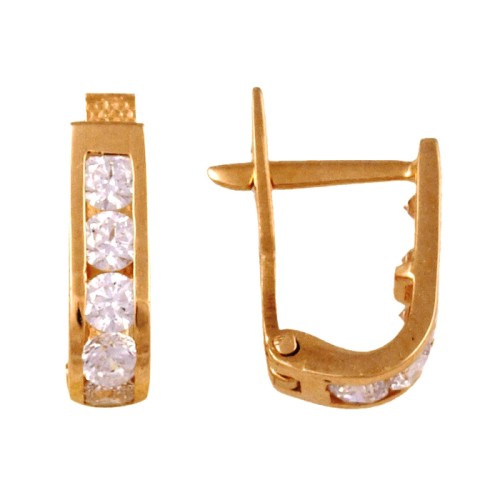 Золотые cерьги с фианитом