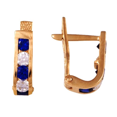 Золотые cерьги с фианитом