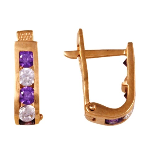 Золотые cерьги с фианитом