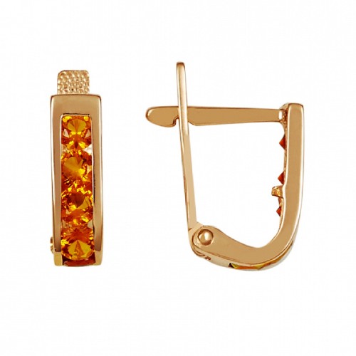 Золотые cерьги с фианитом