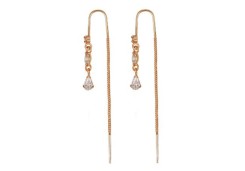 Золотые cерьги классические с фианитом