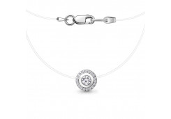 Подвеска на леске из серебра с фианитом