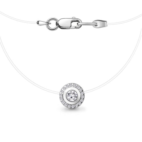 Подвеска на леске из серебра с фианитом