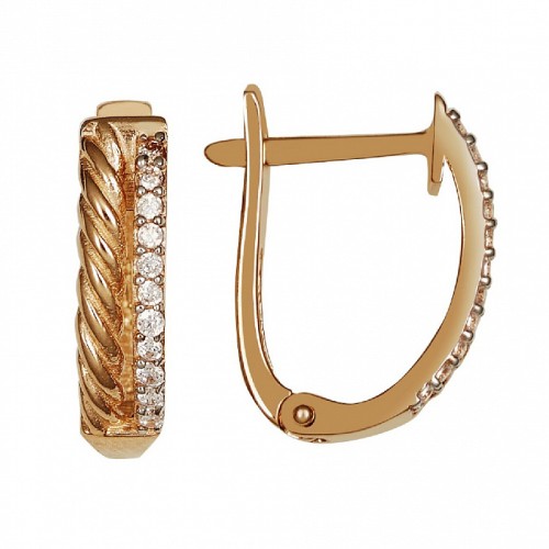 Золотые cерьги с фианитом