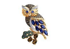 Брошь из золота с полудрагоценными камнями