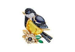 Брошь из золота с полудрагоценными камнями